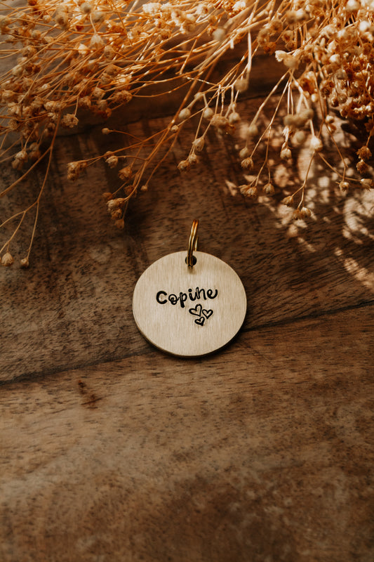 Porte-clé "Copine" - sous le sable design - grisbleu