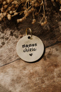 Porte-clé "maman chérie" - sous le sable design - grisbleu