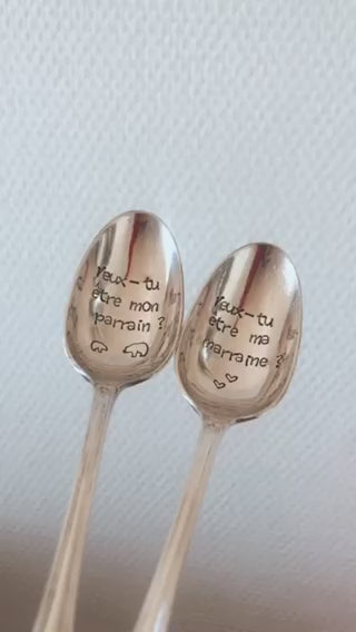 Duo de cuillères à café - "Veux-tu être mon parrain / ma marraine ?"
