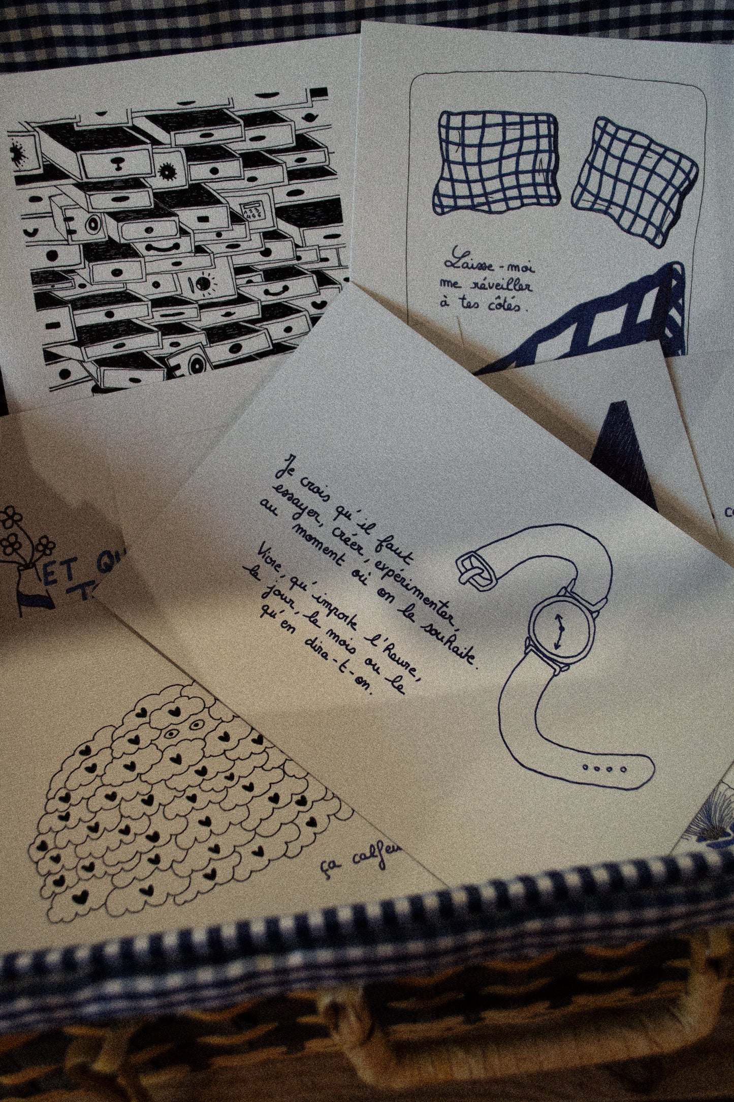 Pack de 7 illustrations poétiques GRISBLEU - sous le sable design - grisbleu