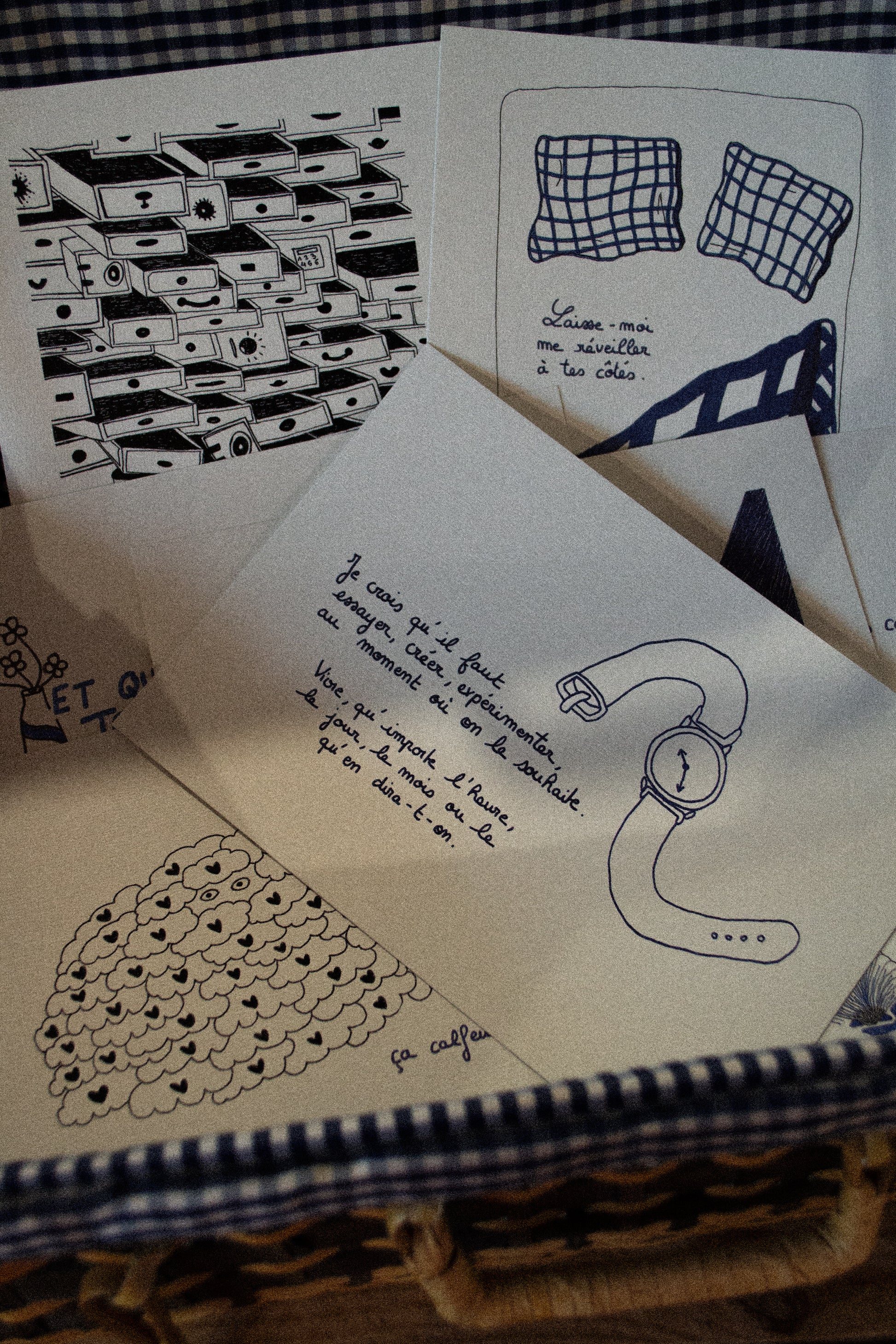 Pack de 7 illustrations poétiques GRISBLEU - sous le sable design - grisbleu