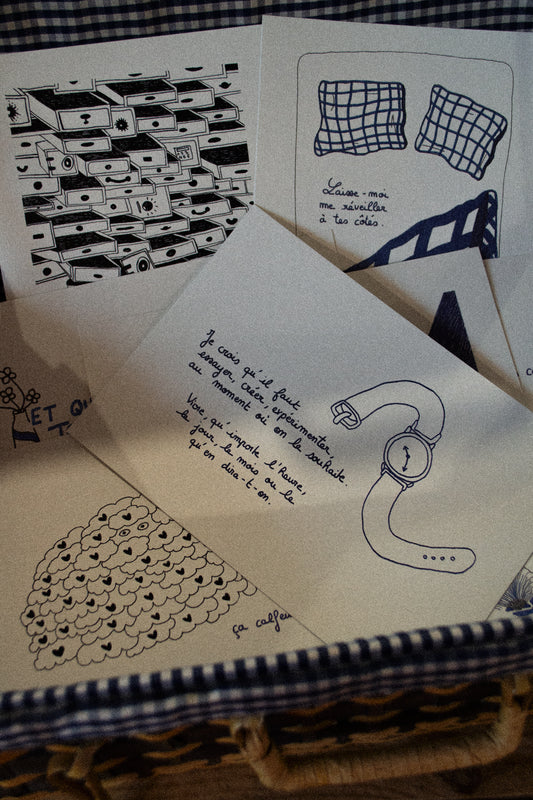 Pack de 7 illustrations poétiques GRISBLEU - sous le sable design - grisbleu