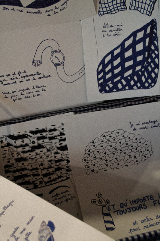 Pack de 7 illustrations poétiques GRISBLEU - sous le sable design - grisbleu