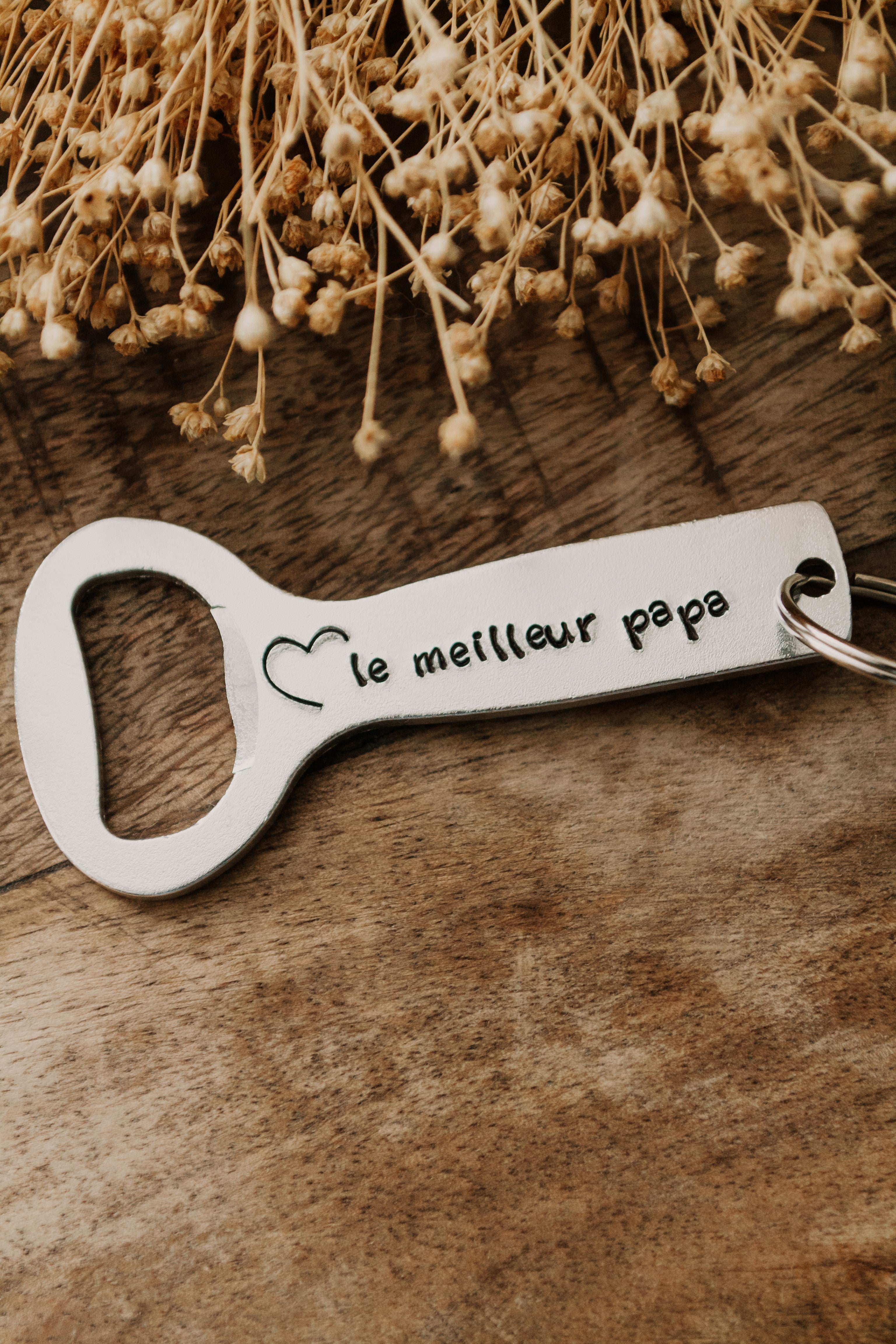 Décapsuleur "le meilleur papa" - sous le sable design - grisbleu