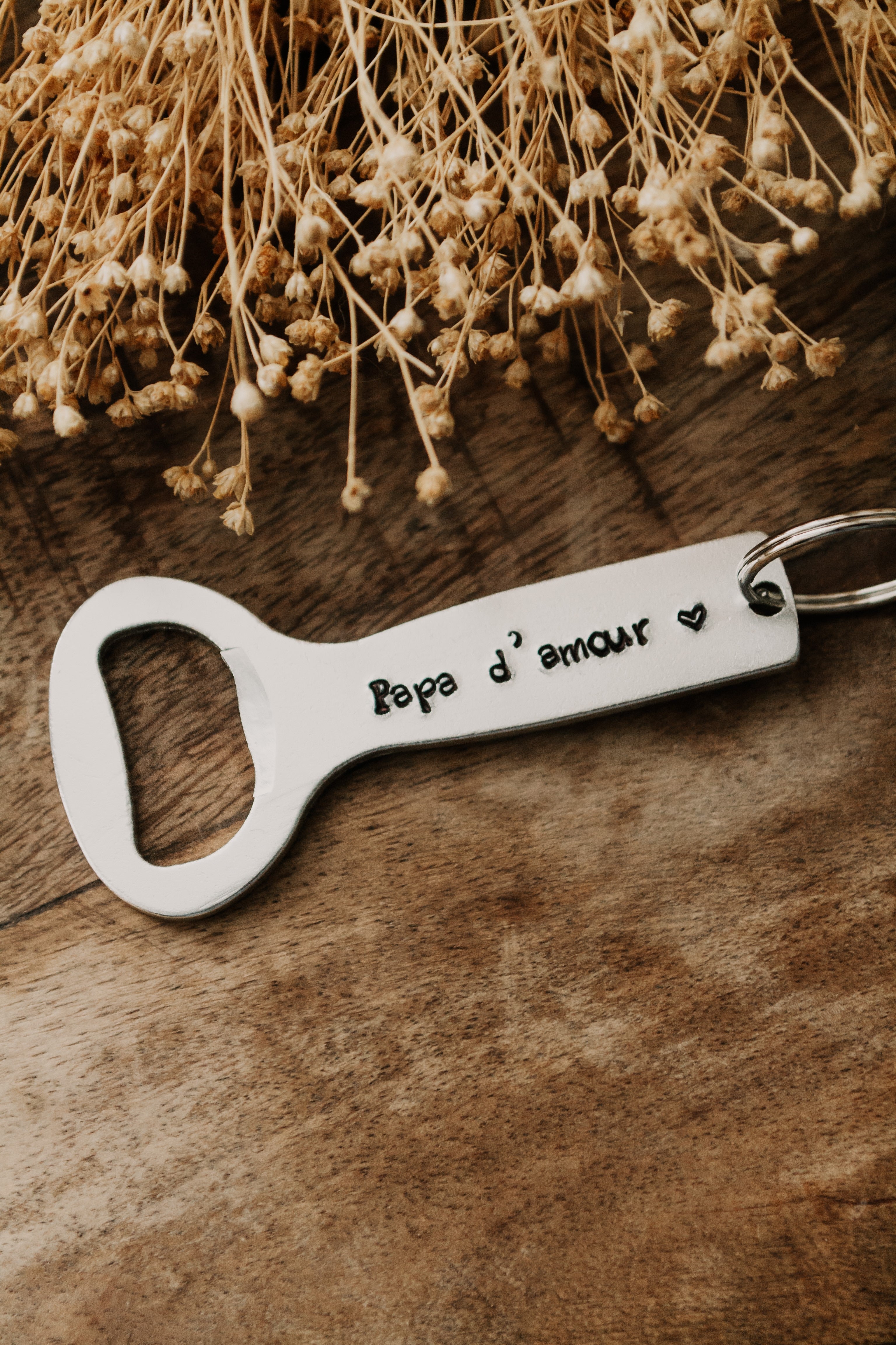 Décapsuleur "Papa d'amour" - sous le sable design - grisbleu