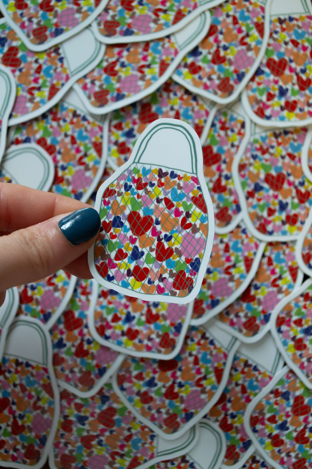 stickers baluchon - sac rempli de petits coeurs