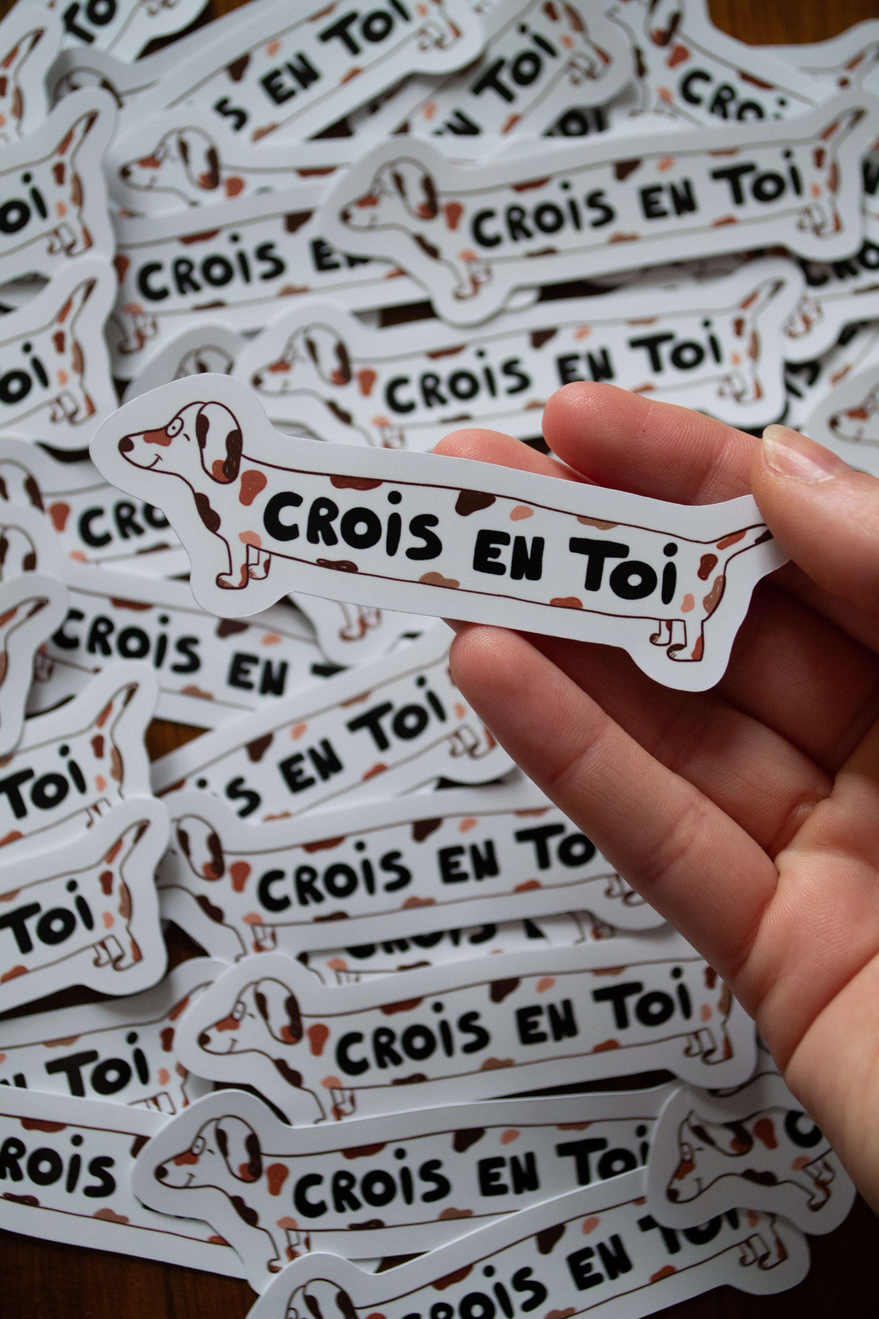 Stickers toutou "crois en toi" - sous le sable design - grisbleu