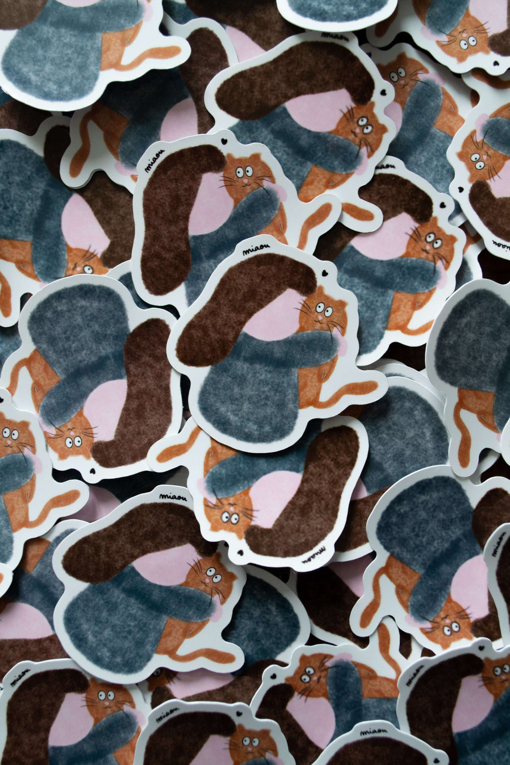 Stickers "miaou" - sous le sable design - grisbleu