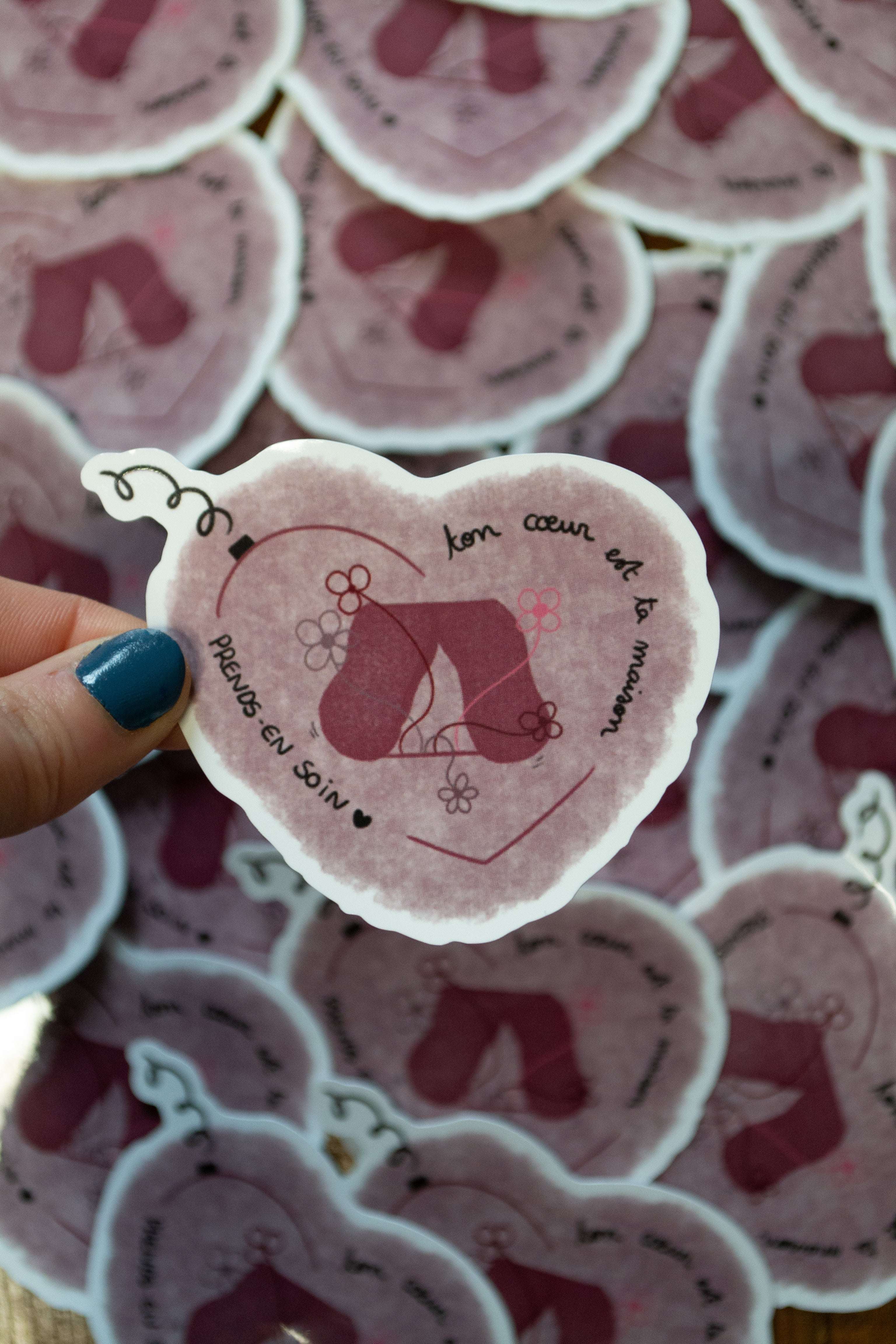 Stickers "ton coeur est ta maison" ♥ - sous le sable design - grisbleu