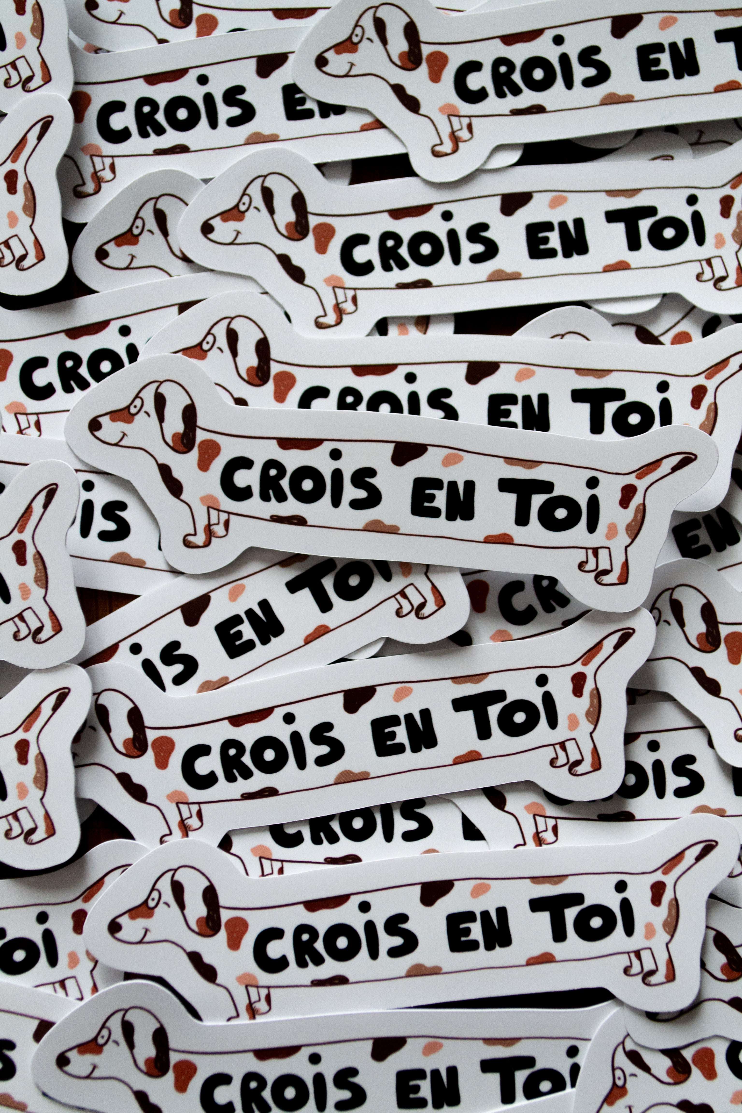 Stickers toutou "crois en toi" - sous le sable design - grisbleu