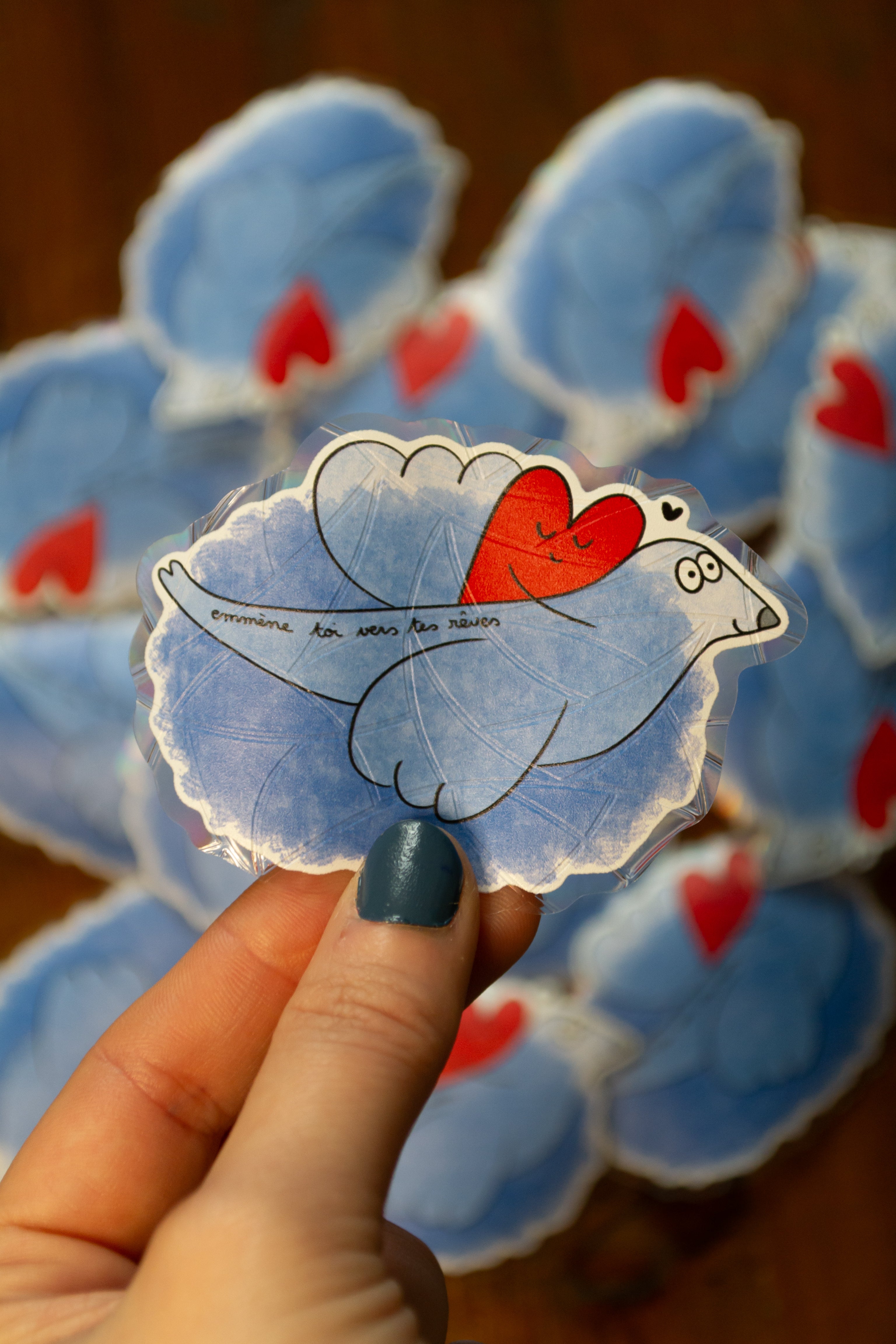 Stickers capteur de soleil "emmène toi vers tes rêves" - sous le sable design - grisbleu