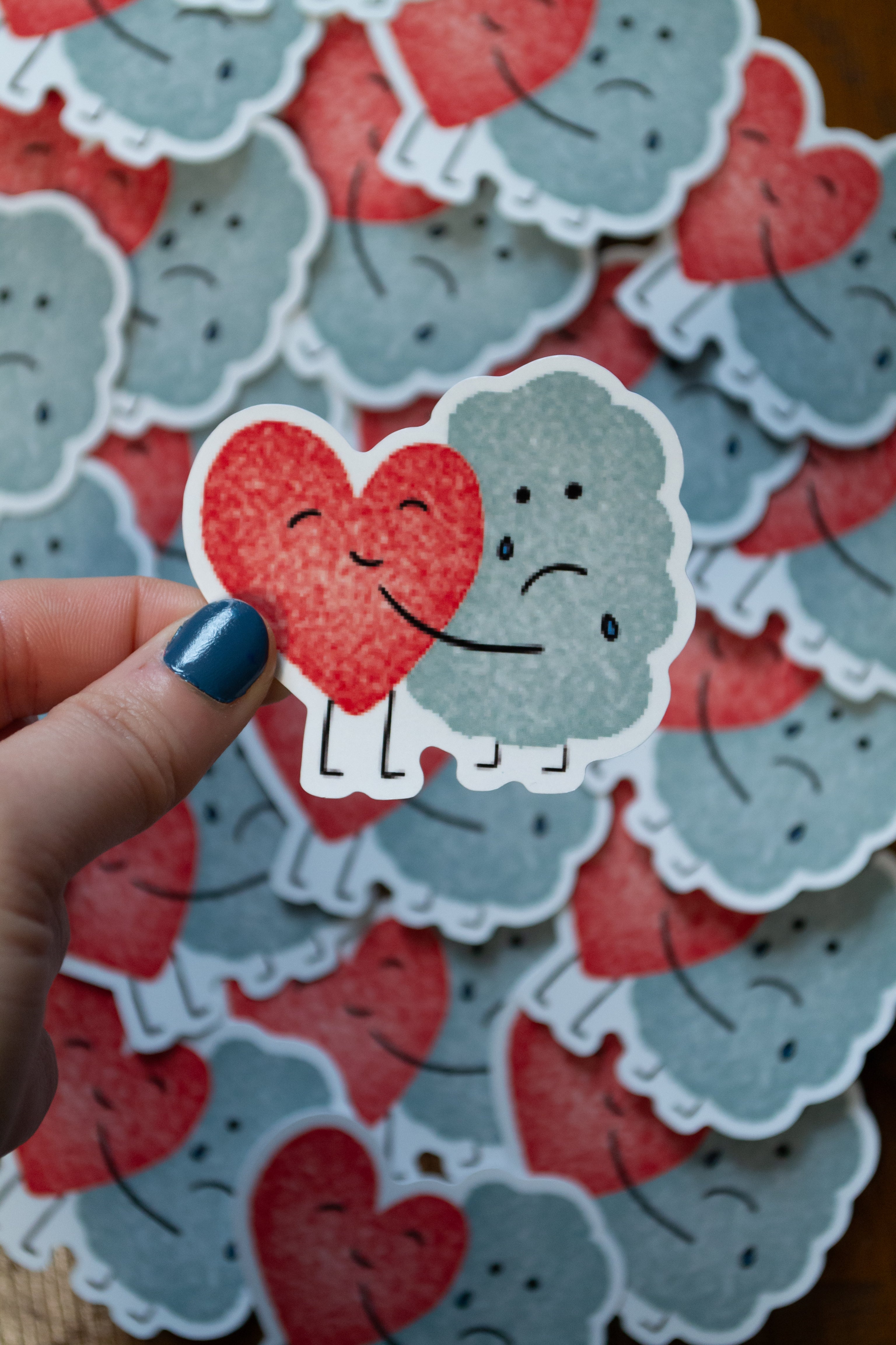 Stickers "Coeur nuage" - sous le sable design - grisbleu