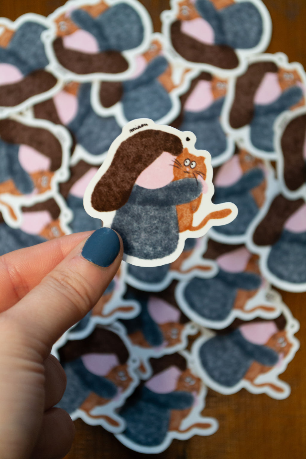 Stickers "miaou" - sous le sable design - grisbleu