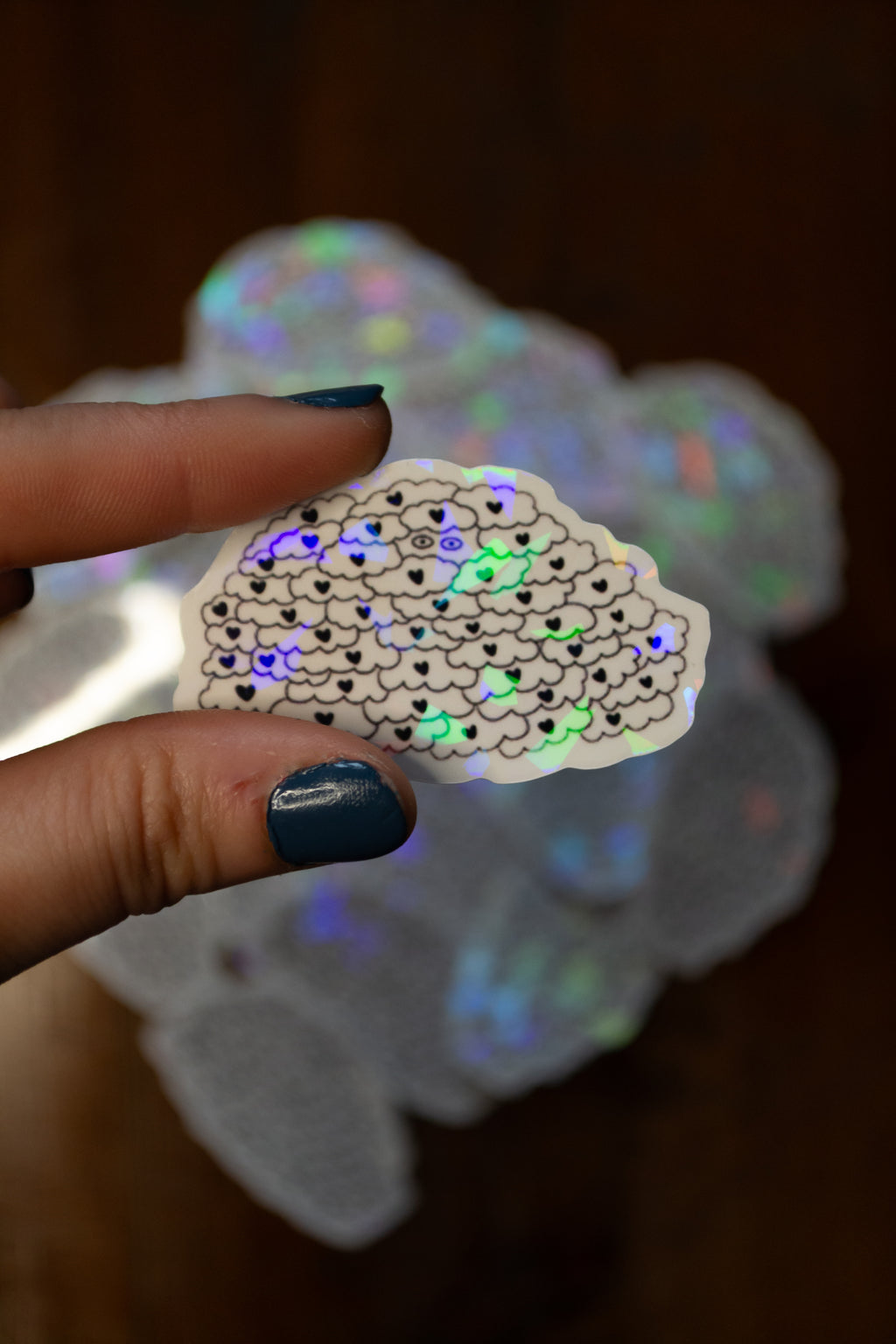 Stickers holographiques "Mots douillets" - sous le sable design - grisbleu