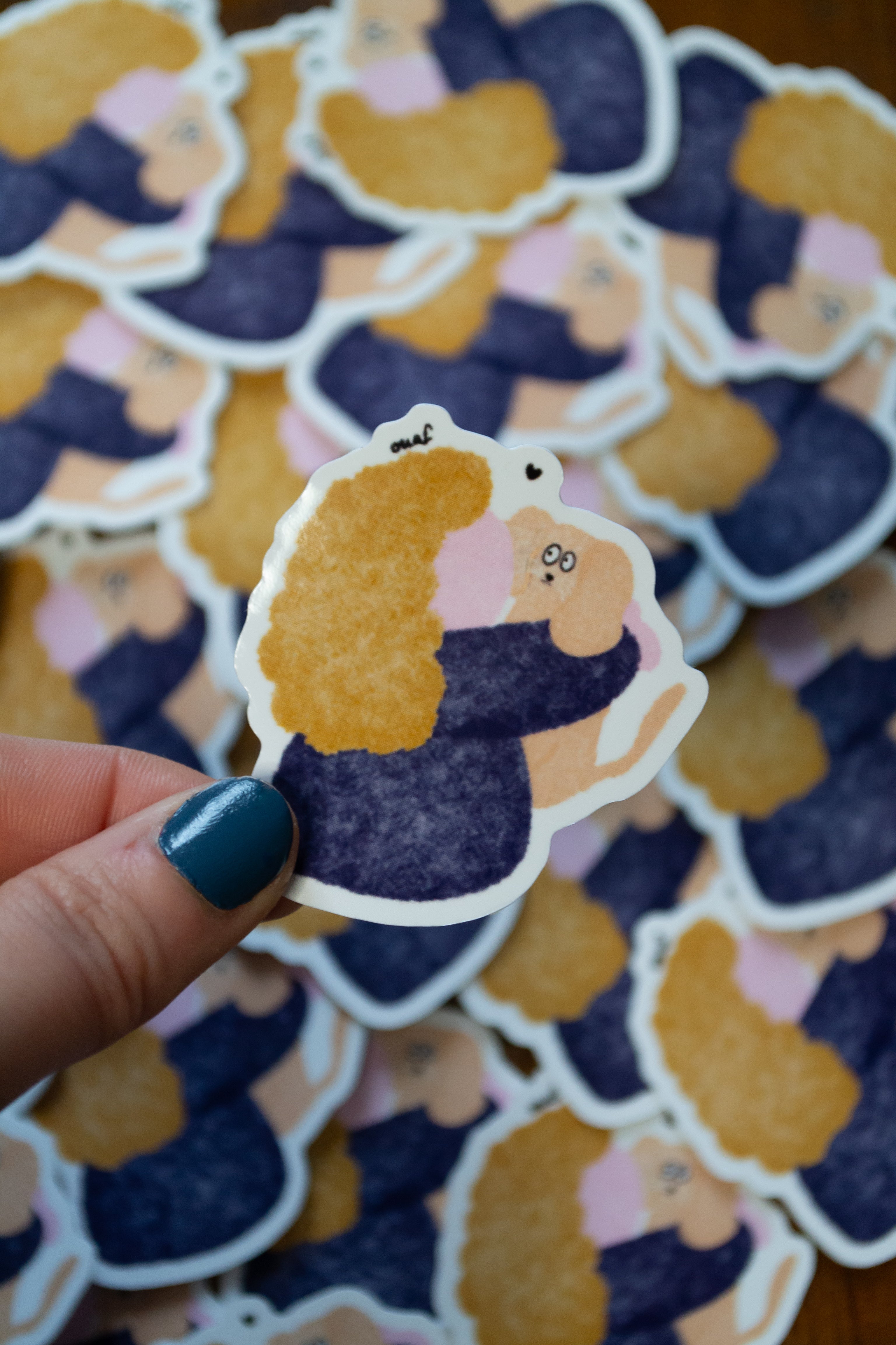 Stickers "ouaf" - sous le sable design - grisbleu