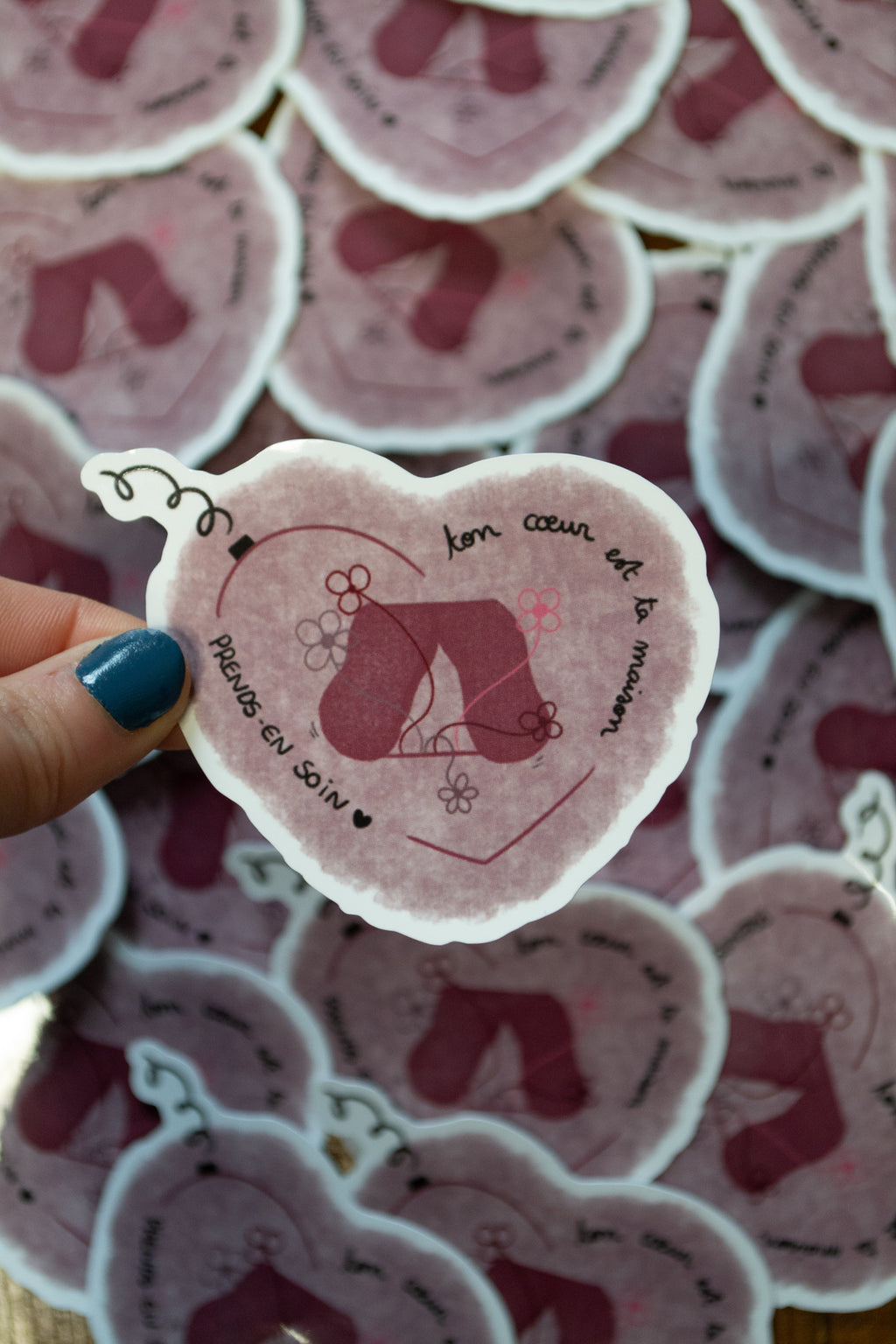 Stickers "ton coeur est ta maison" ♥ - sous le sable design - grisbleu