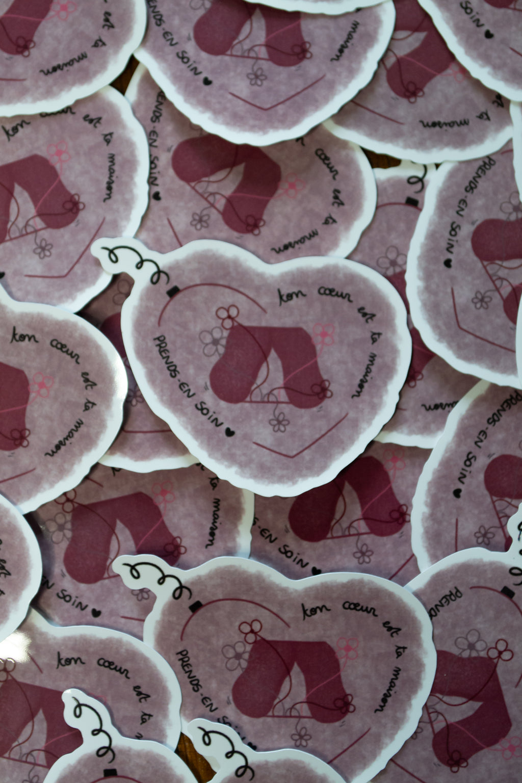 Autocollant maison dans un coeur avec écrit 'ton coeur est ta maison" - grisbleu 