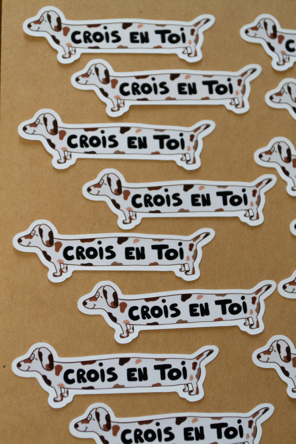 Stickers toutou "crois en toi" - sous le sable design - grisbleu