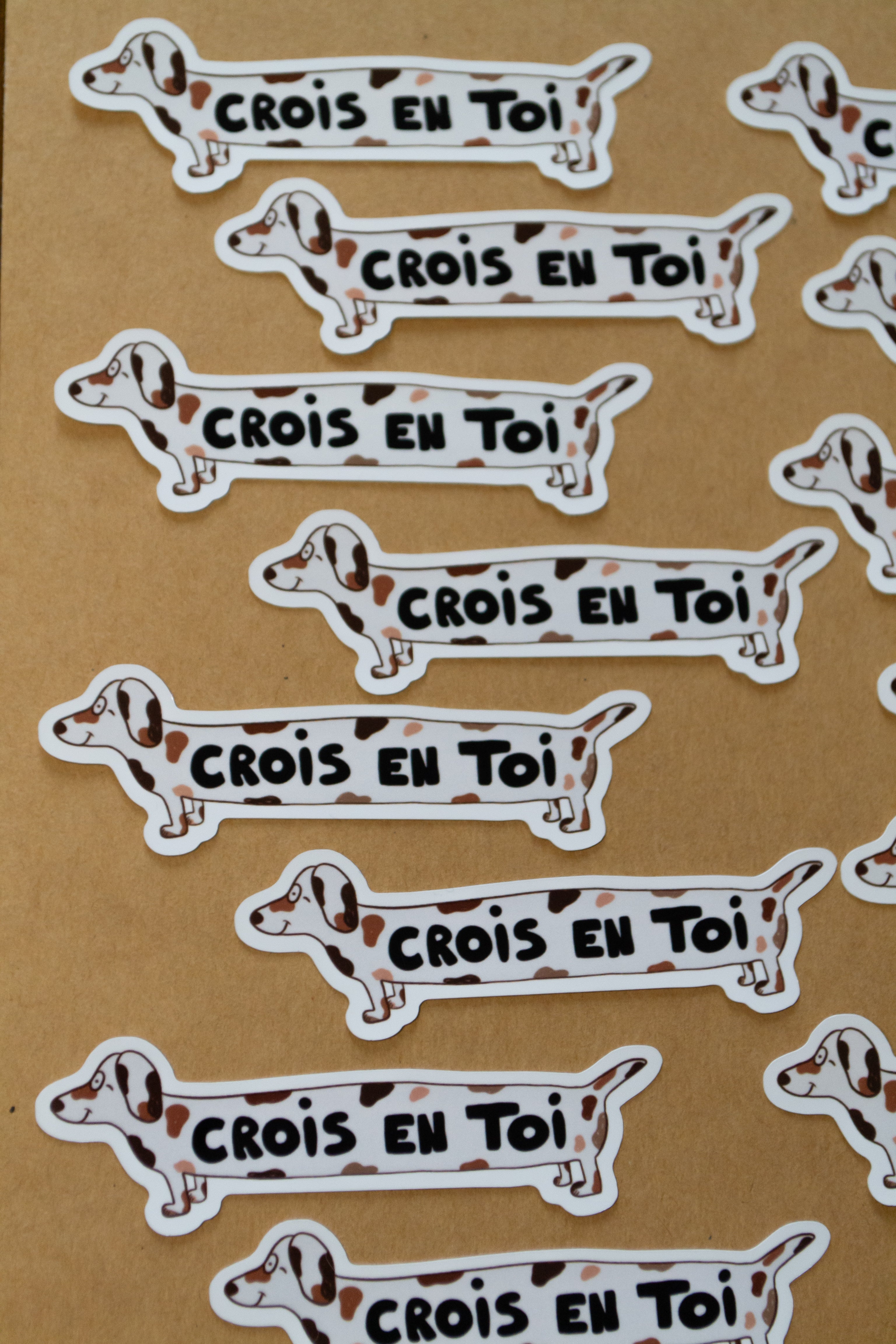 Stickers toutou "crois en toi" - sous le sable design - grisbleu