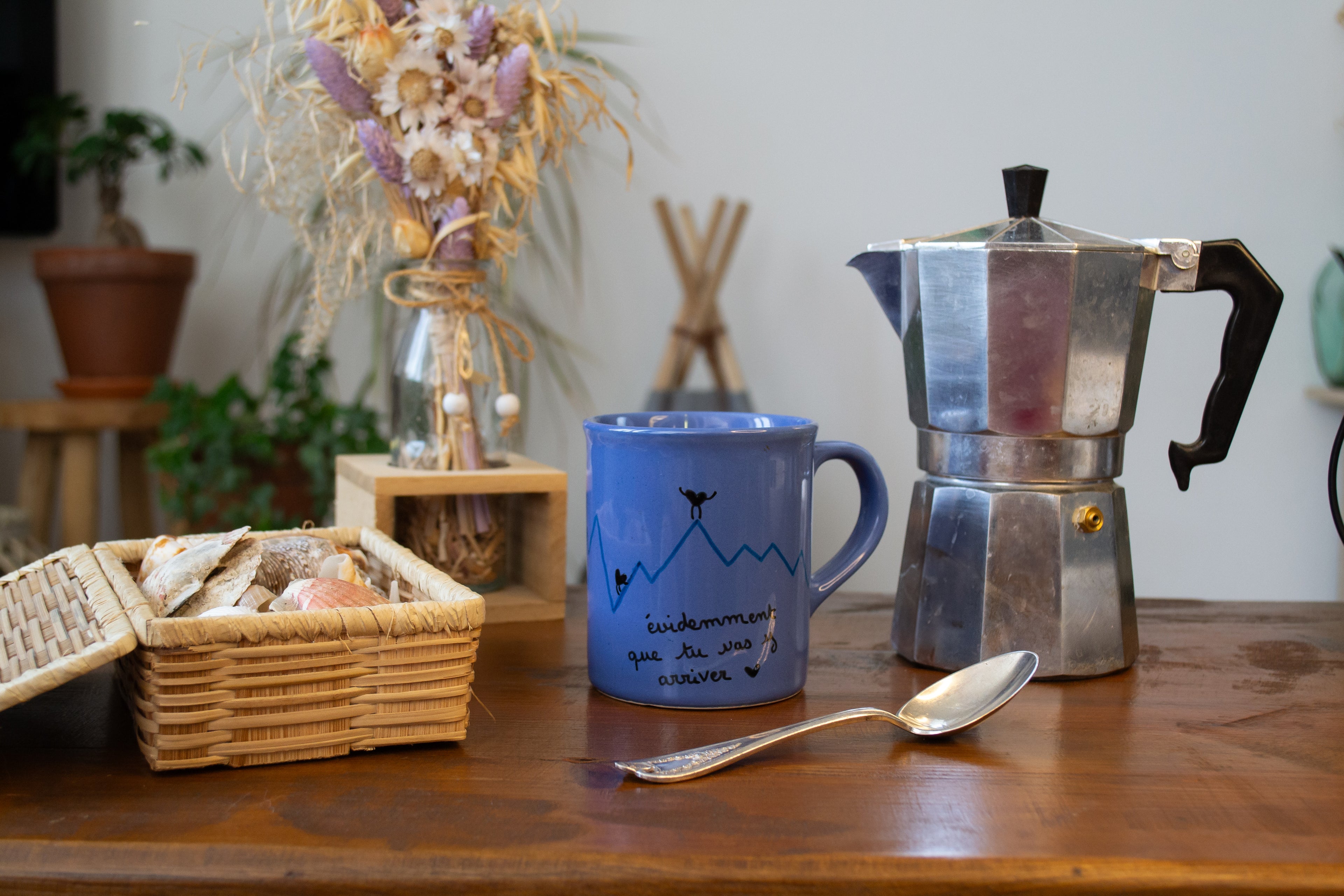 Tasse "évidemment que tu vas y arriver" - sous le sable design - grisbleu