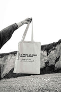 Tote bag illustré "Et qu'importe les saisons toujours fleurir" - Grisbleu